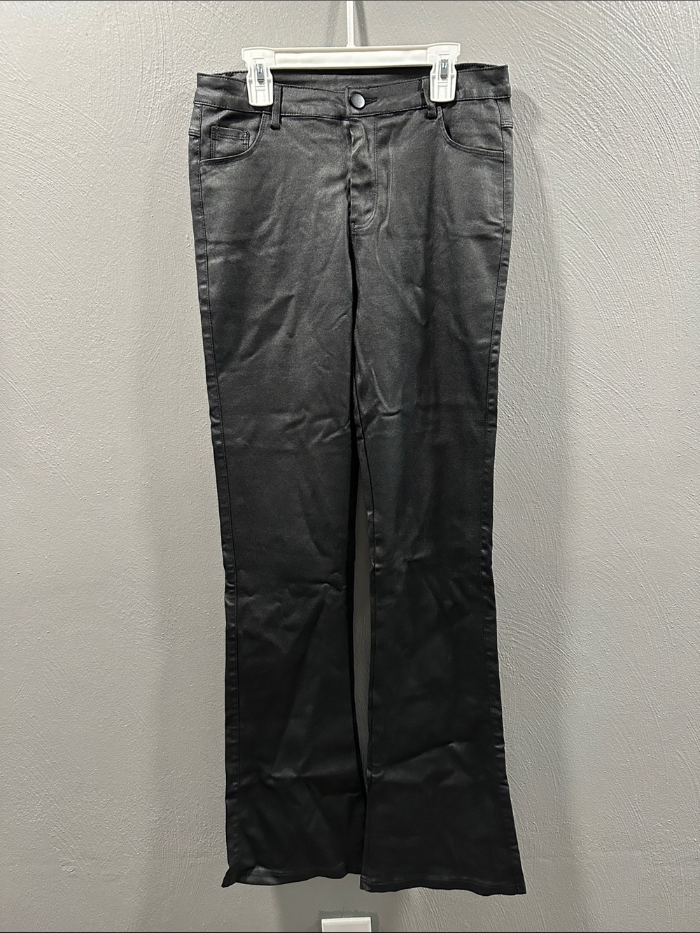 Women's Black Faux Leather Bootcut Pants